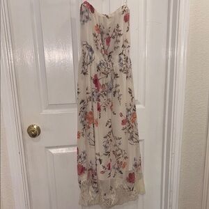 Cream Strapless Sweetheart Sundress for Wedding Guest